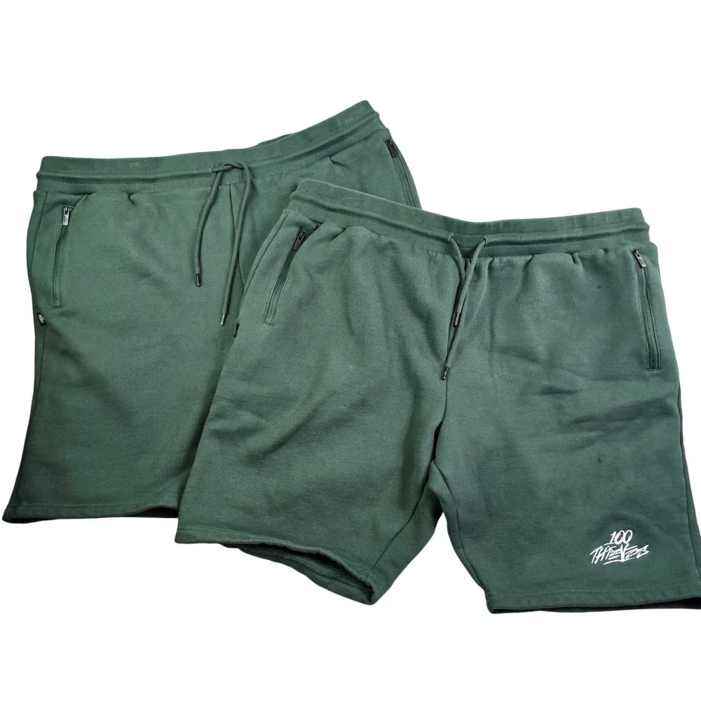 100 Thieves Sweat Shorts Lot of 2 Men 4XL Green Fleece Streetwear Gaming Pockets